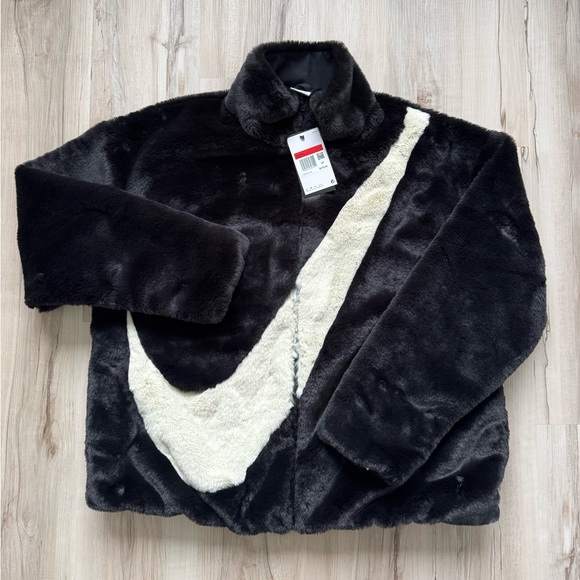 SOLD - Nike Faux Fur Swoosh Jacket - Picture 1 of 3